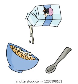 Cute breakfast cereal vector illustration of healthy oatmeal bowl