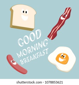 Cute breakfast characters