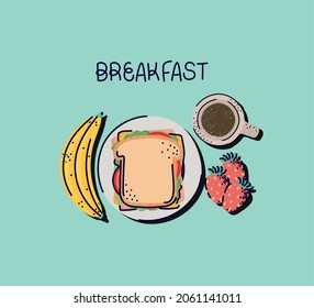 diseño de desayuno bonito con artículos