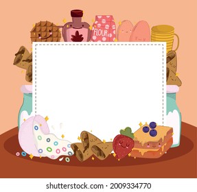 cute breakfast food blank card
