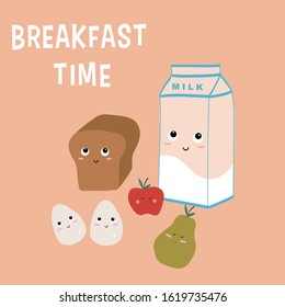 cute breakfast illustration vector design for kids tee