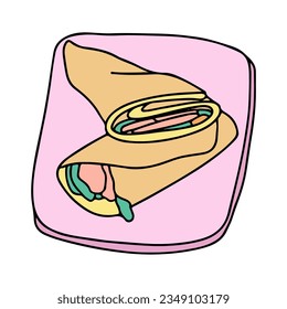 Cute breakfast menu set, simple illustration in doodle style.