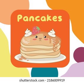 Carta de crepes para el desayuno. Tarjetas de juego imprimibles. Ilustración vectorial.