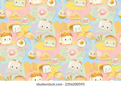 Cute breakfast pattern element seamless background,vector image