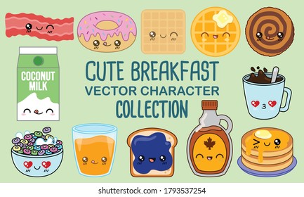 Cute Breakfast Vector Character Collection