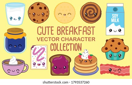 Cute Breakfast Vector Character Collection