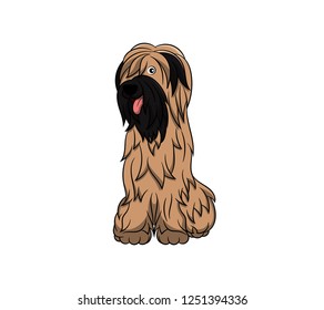 Cute Briard Cartoon Dog. Vector illustration of purebred briard dog.