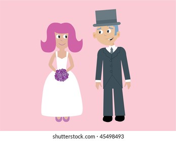 cute bride and groom