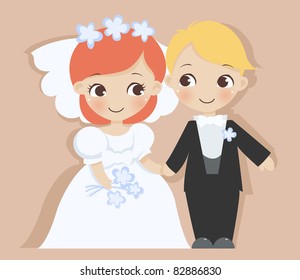 cute bride and groom