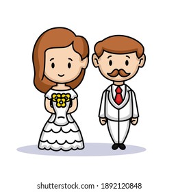 Cute of bride and groom couple in Valentine's Day