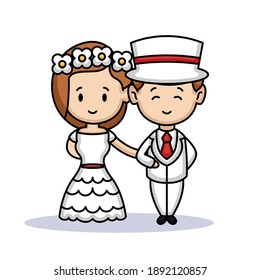 Cute of bride and groom couple in Valentine's Day