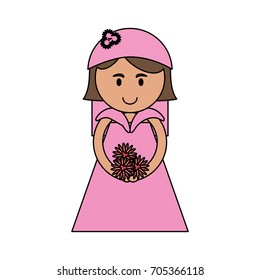 cute bride in pink icon image 