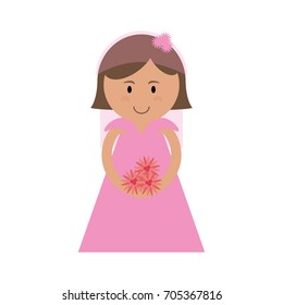 cute bride in pink icon image 