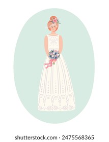 Cute bride. Vector isolated illustration. Design element for wedding concept and other uses