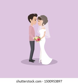 cute bride / wedding couples avatar 2 vector, editable file as .eps