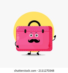Cute briefcase character with mustache