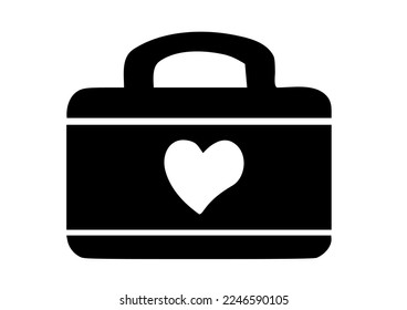 cute briefcase icon, lovers briefcase vector 