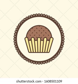 Cute brigadier vector label candy shop