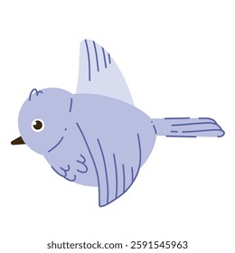 Cute bright bird. Vector illustration of a feathered bird in spring. Isolated on a white background. Cute cartoon picture for a postcard