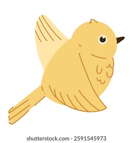 Cute bright bird. Vector illustration of a feathered bird in spring. Isolated on a white background. Cute cartoon picture for a postcard