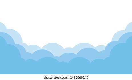 Cute bright blue cloud in the sky bottom border background.