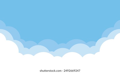 Cute bright blue cloud in the sky bottom border background.