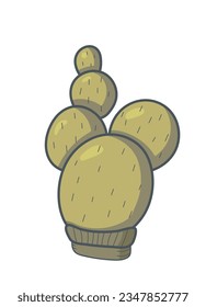 Cute bright cactus on a white background. Beautiful design. For flower and plant shop, garden, seeds, children's illustration. Cute cactus. Vector illustration.