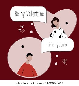 cute bright card for valentines day couple