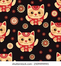 cute bright cats on a blue background