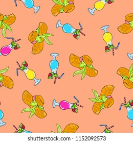 Cute, bright and colorful hand drawn summer seamless pattern vector