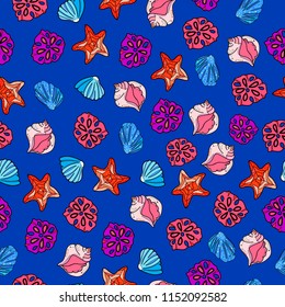 Cute, bright and colorful hand drawn summer seamless pattern vector