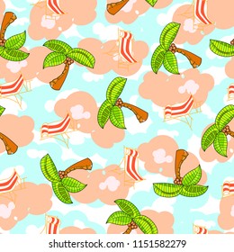 Cute, bright and colorful summer beach seamless pattern vector