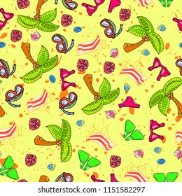 Cute, bright and colorful summer beach seamless pattern vector