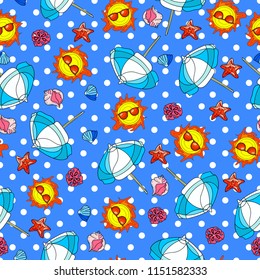 Cute, bright and colorful summer beach seamless pattern vector