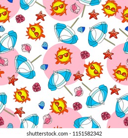 Cute, bright and colorful summer beach seamless pattern vector