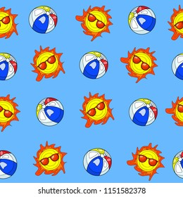 Cute, bright and colorful summer beach seamless pattern vector