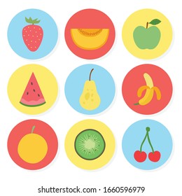 Cute bright colors of fruits vector collections.