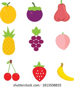 Cute bright colors of fruits vector collections. Set of fruits