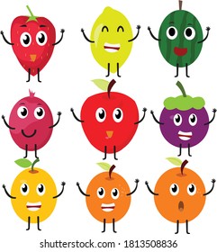 Cute bright colors of fruits vector collections. Set of fruits