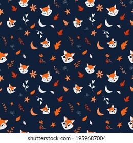 Cute And Bright Fox Seamless Pattern