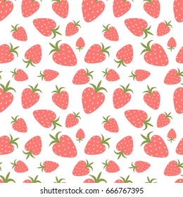 Cute bright and fun summer seamless pattern. Red strawberry
