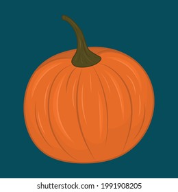 Calabaza de otoño de color naranja brillante. Ilustración vectorial.