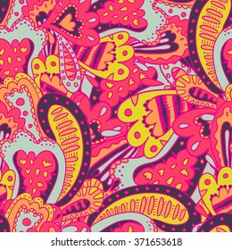 Cute bright pink hippies woodstock pattern for your backgrounds. Use it for invitation cards, blogs, printing on fabric, etc.