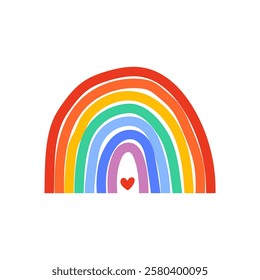 Cute bright rainbow, vector illustration in flat style. Freedom concept