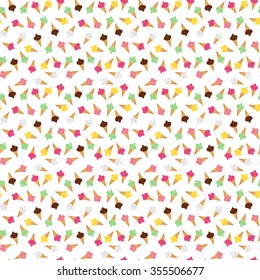 Cute bright seamless pattern with different ice-cream on the white (transparent) background. Vector illustration eps 