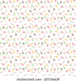 Cute bright seamless pattern with different ice-cream on white (transparent) background. Vector illustration eps 