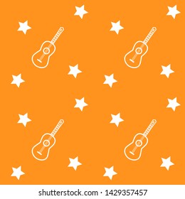 Cute bright seamless pattern. Stars and guitars. Vector illustration
