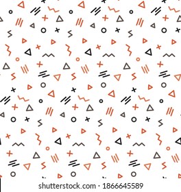 Cute bright seamless pattern. Vector illustration funny design elements for birthday , new year party. Abstract simple geometric patterns on vibrant background
