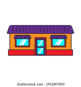 Cute bright small building icon. Score. Front view. Colored contour silhouette. Vector flat simple graphic illustration. The isolated object on a white background. Isolate.