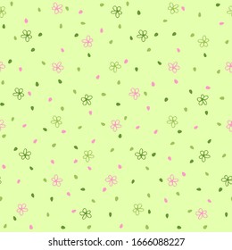 Cute Bright Spring Flower Seamless Pattern Decoration with Confetti. 